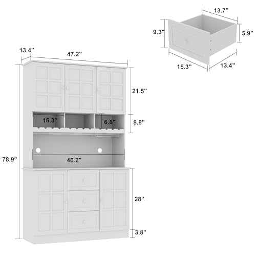 Modern Kitchen Pantry with Glass Doors and Adjustable Shelves Y512121