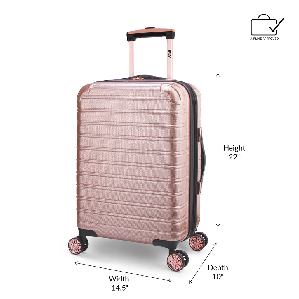 Hardside Luggage 3 Piece Set, 20" Carry-on, 24" and 28" Checked, Rose Gold G1720