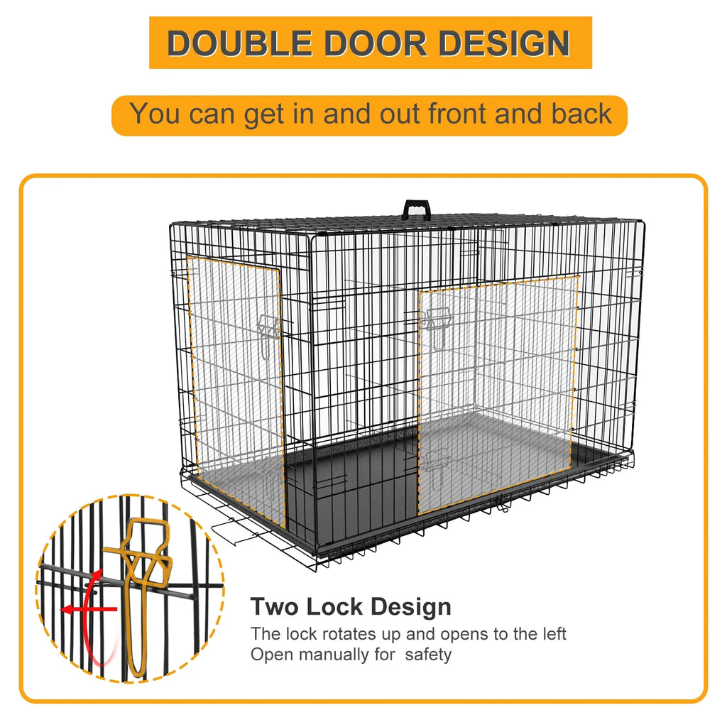 Large Dog Crate XL 42 Inch Wire Kennel with Divider and Double Door M86670
