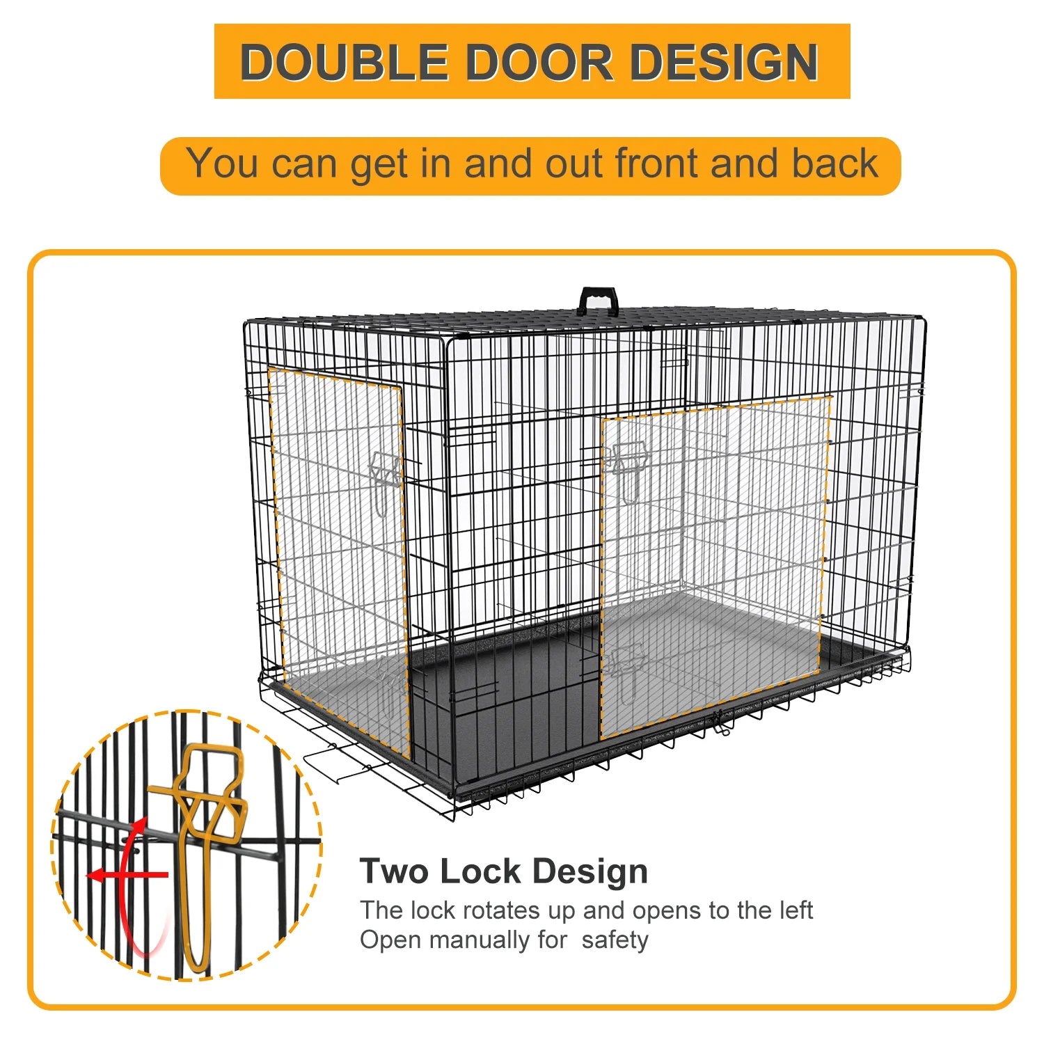 Large Dog Crate XL 42 Inch Wire Kennel with Divider and Double Door M86670