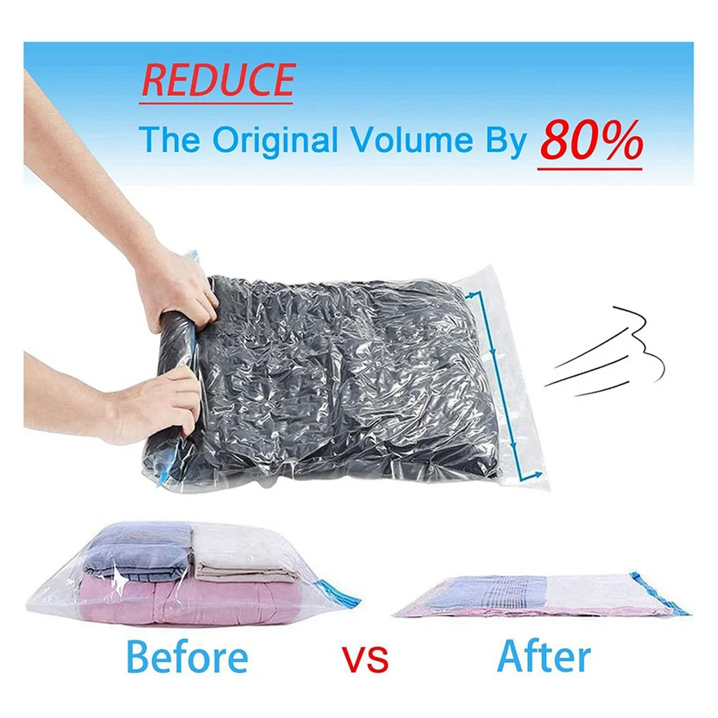 Reusable Roll Up Compression Bags for Travel, Medium Vacuum Storage M763035