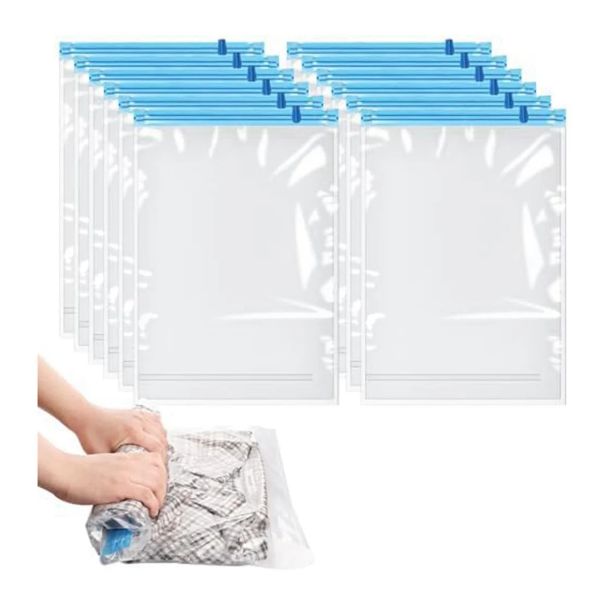 Reusable Roll Up Compression Bags for Travel, Medium Vacuum Storage M763035