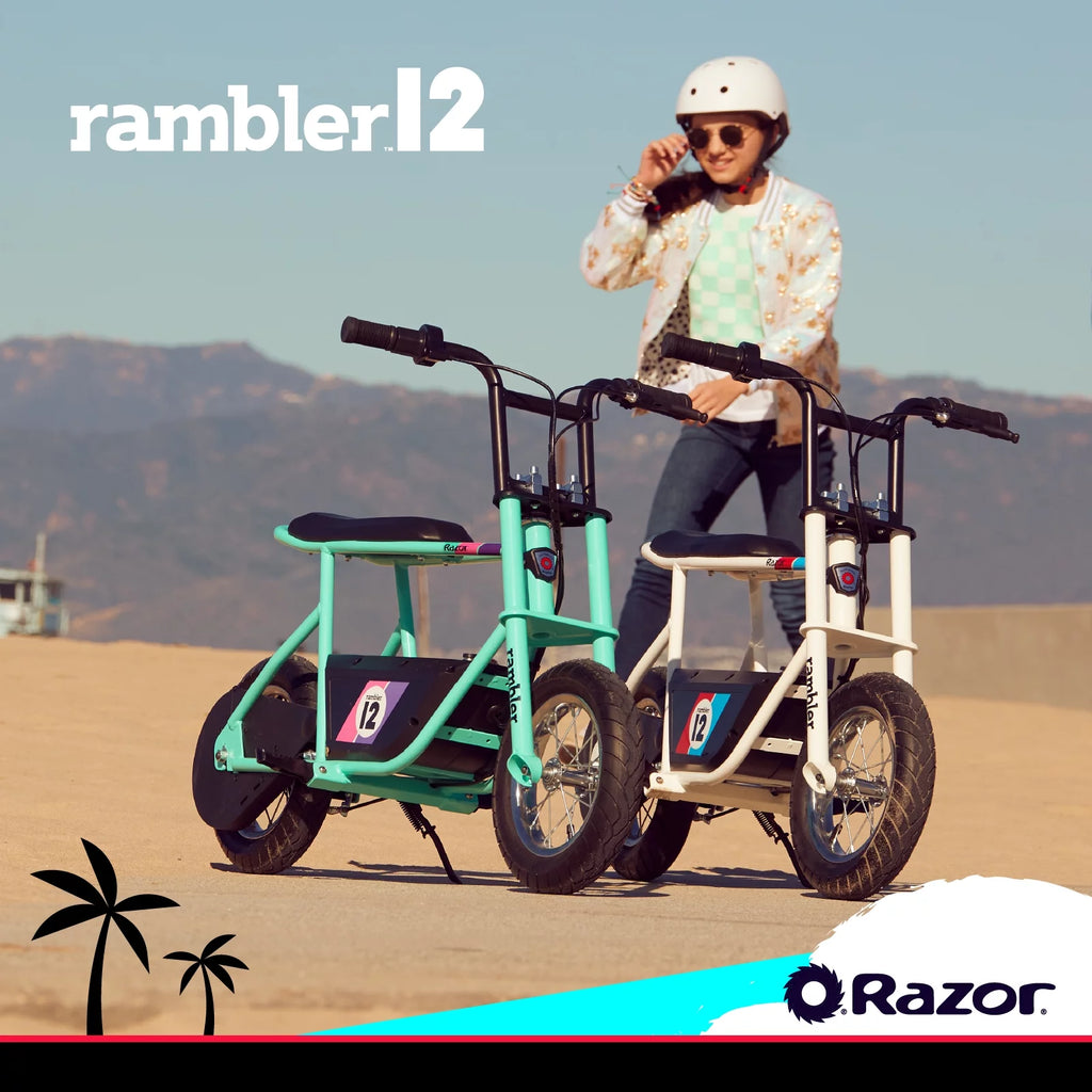 12 Seated Electric Scooter White 14 mph 12 Air-Filled Tires for Teens W76254