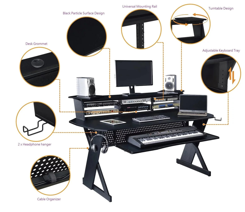 Music Recording Studio Desk Workstation with 3 x 4U Rack V675