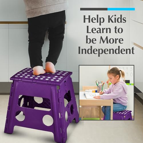 Folding Step Stool for Adults and Kids, One-Flip Open, Black N180