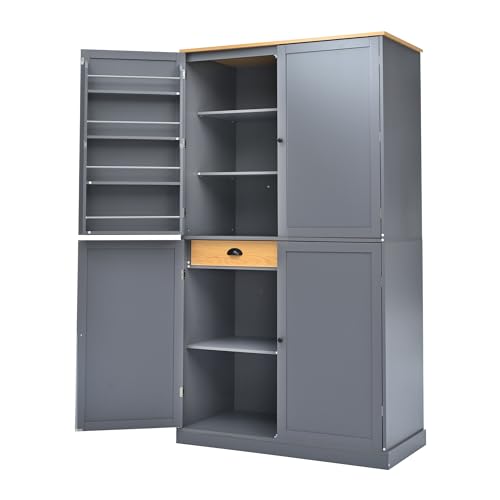 77 inch Kitchen Pantry, Freestanding Tall Cupboard with Shelves and Drawers I3176