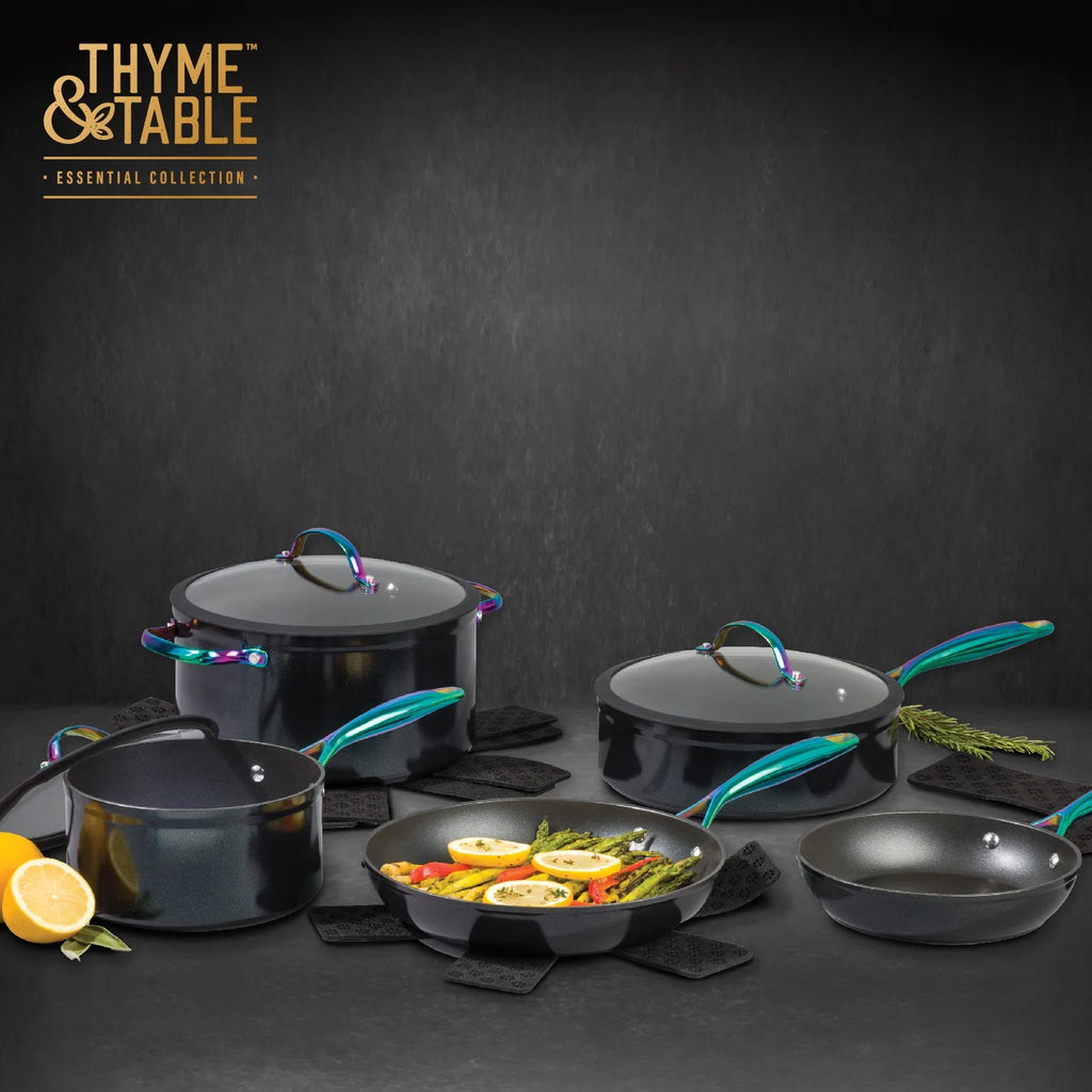 Non-Stick 12-Piece Cookware Set, Black & Rainbow A309