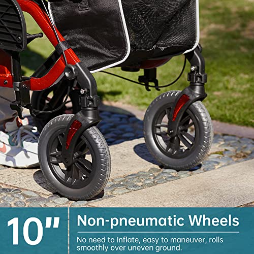 All-Terrain 2 in 1 Rollator Walker & Transport Chair with 10" Wheels, Blue T277