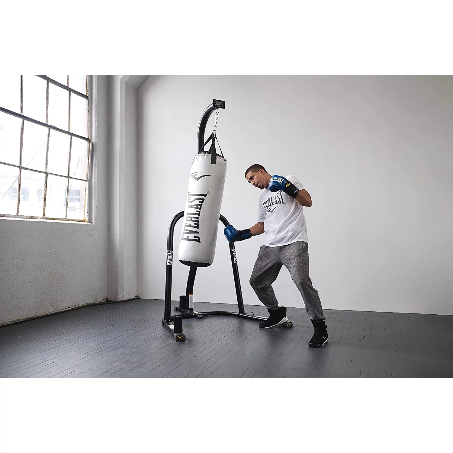 Heavy Bag Stand Boxing MMA Equipment, 100 lb Capacity, Black Z7960