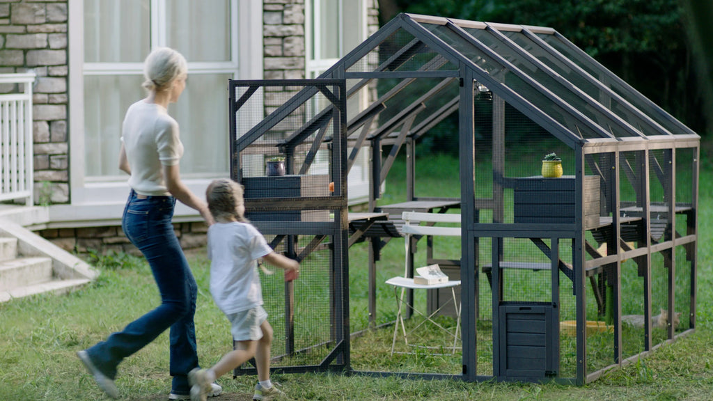 Outdoor Walk-in Catio Enclosure with Bridges and Platforms Y970