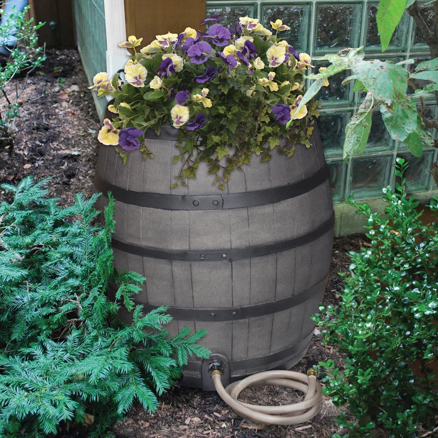 50 Gal Black Polyethylene Rain Barrel B155332