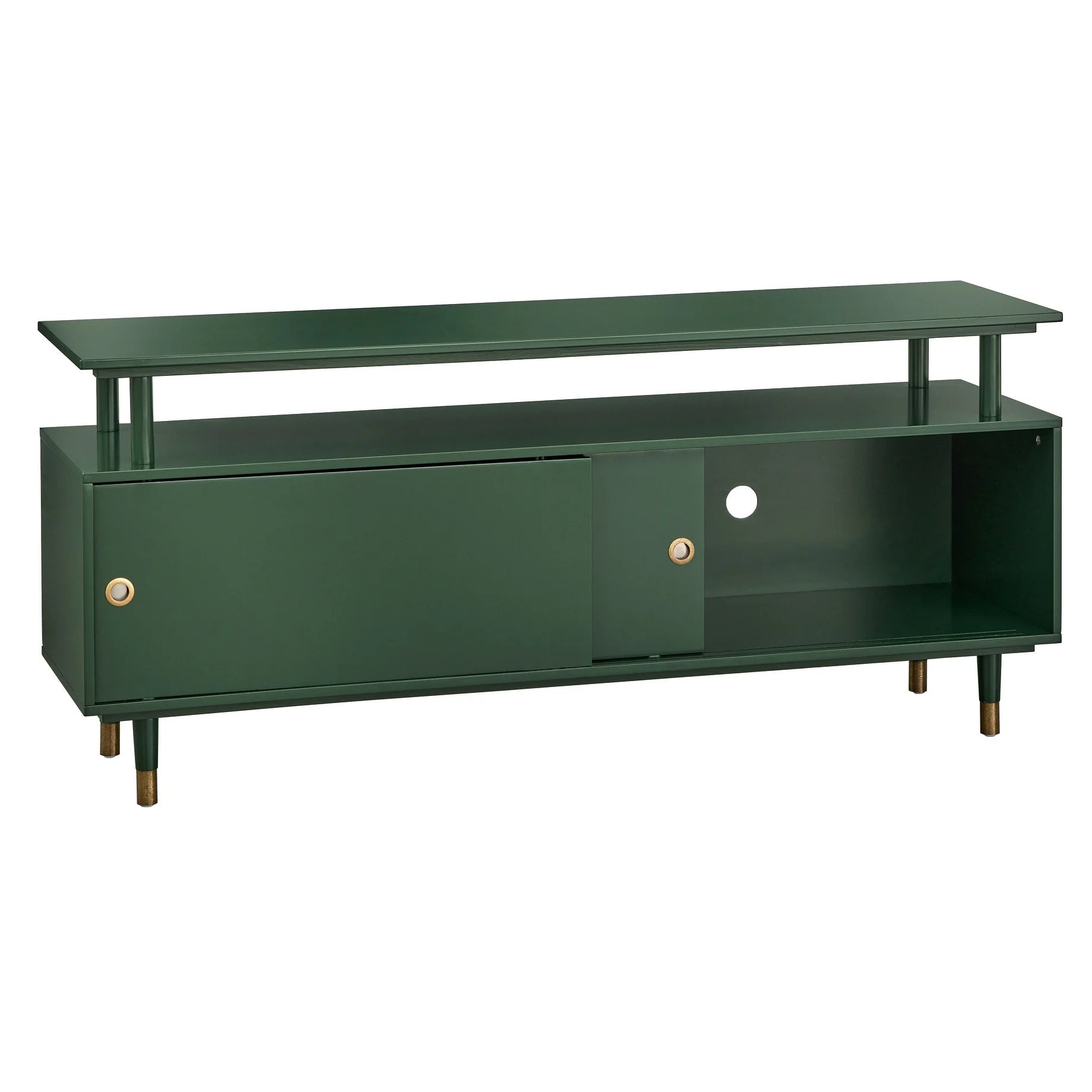 Mid-Century Modern Wood TV Stand Green O5349