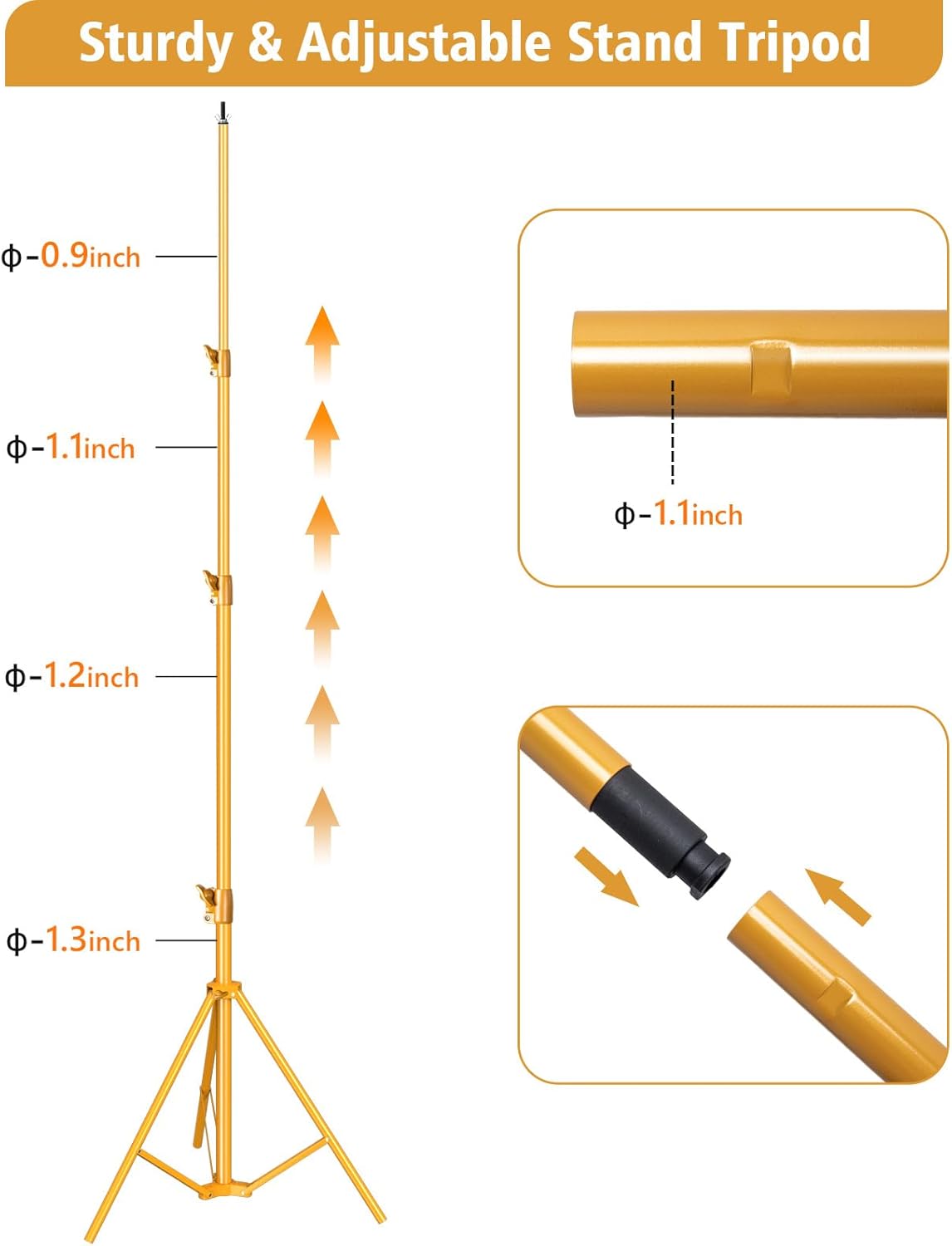 Photography Backdrop Stand, 10x10ft, Gold, with Carry Bag K160