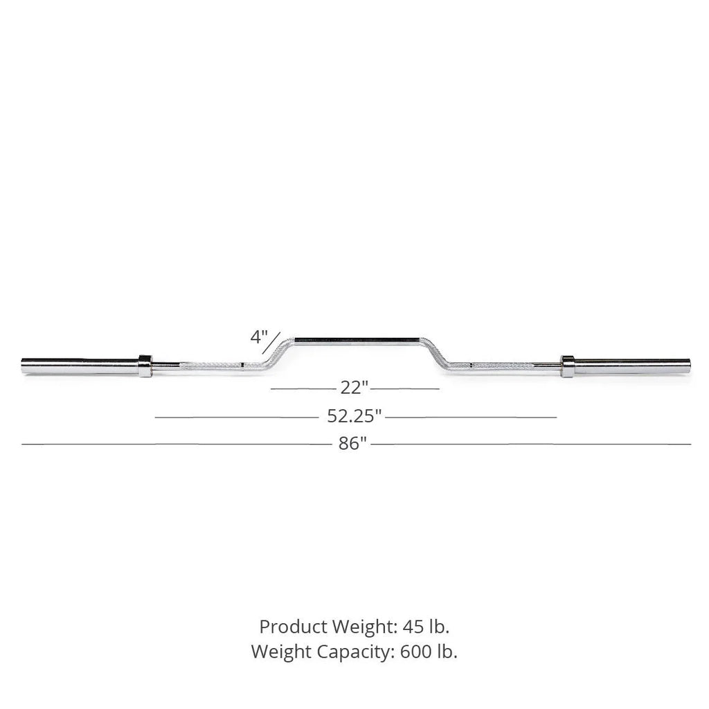 7 FT Cambered Olympic Bench Press Bar, 600 LB, Chrome Finish D712