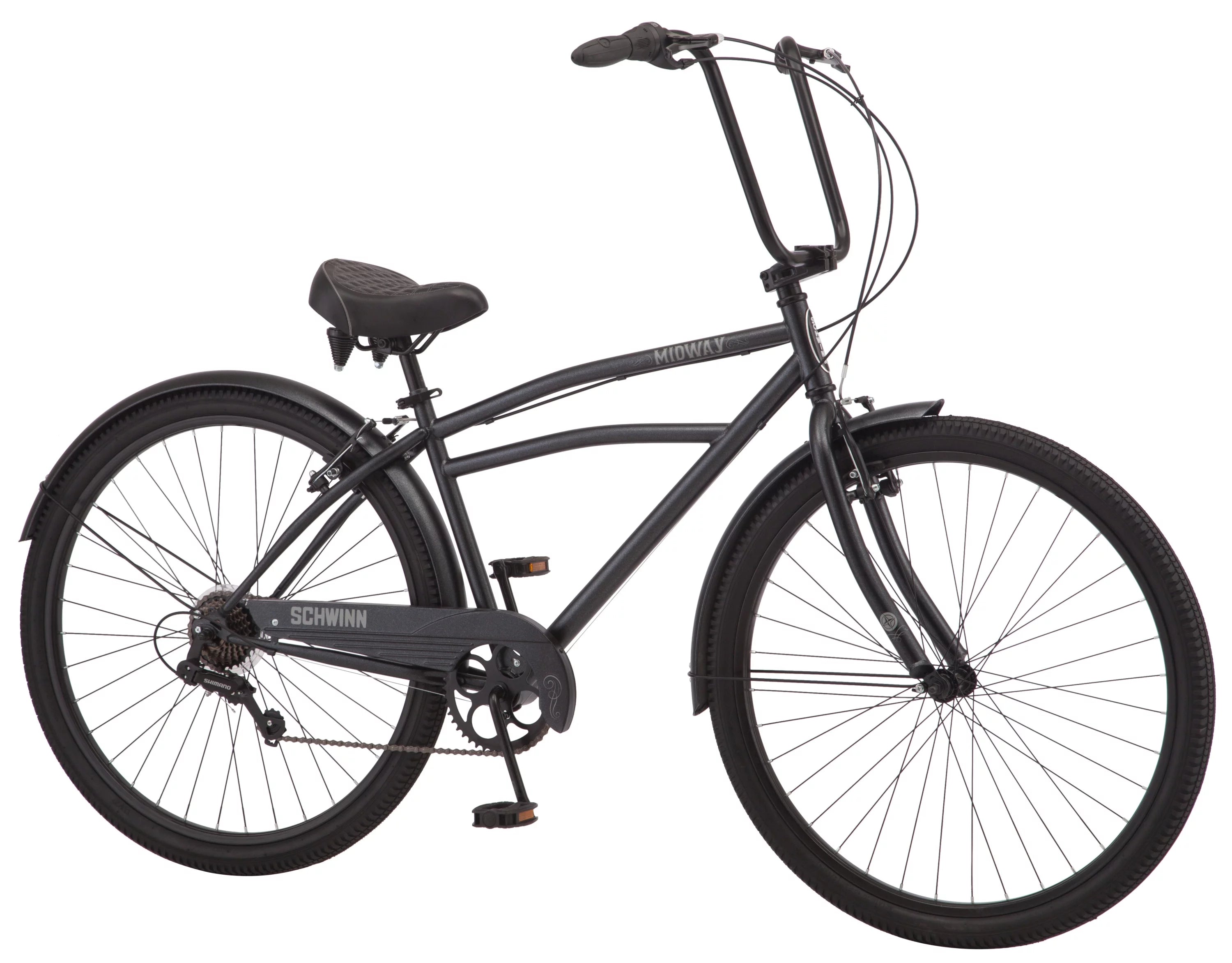 Men's cruiser bike, 29-inch wheels, 7 speeds, black C3776