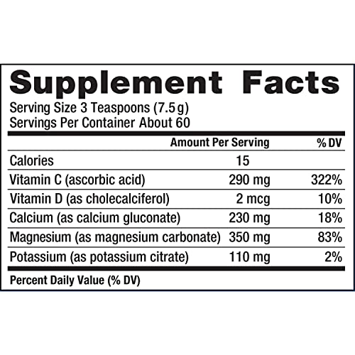 Magnesium Citrate Supplement Drink Mix Powder, Unflavored, 16 oz K16496