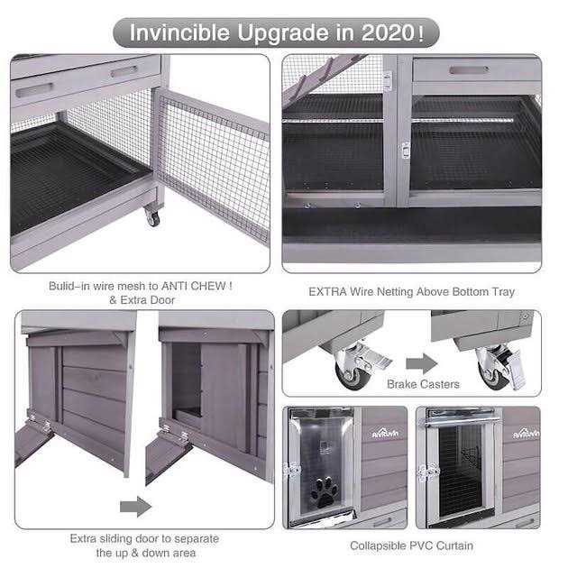 Outdoor Indoor Bunny Hutch with Run S86936