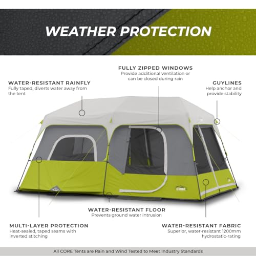 9 Person Instant Cabin Tent - 14' x 9', Green X768