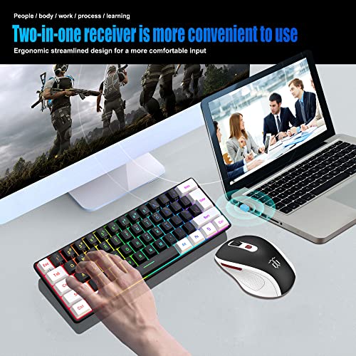 Wireless Gaming Keyboard and Mouse Combo, 2.4G Mini Mechanical Feel, Ergonomic Vertical Mouse M6643