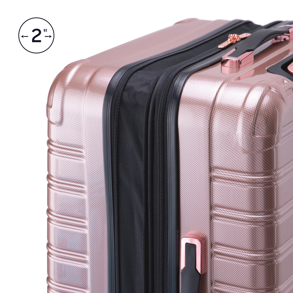 Hardside Luggage 3 Piece Set, 20" Carry-on, 24" and 28" Checked, Rose Gold G1720