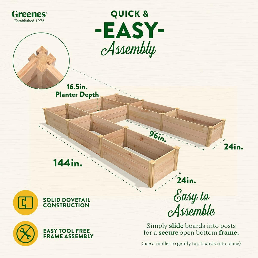 Cedar Raised Garden Bed, 8' x 12' x 16.5" U-Shaped Y63599