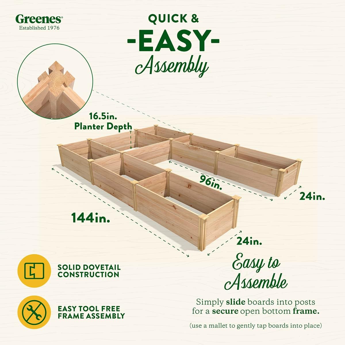 Cedar Raised Garden Bed, 8' x 12' x 16.5" U-Shaped Y63599