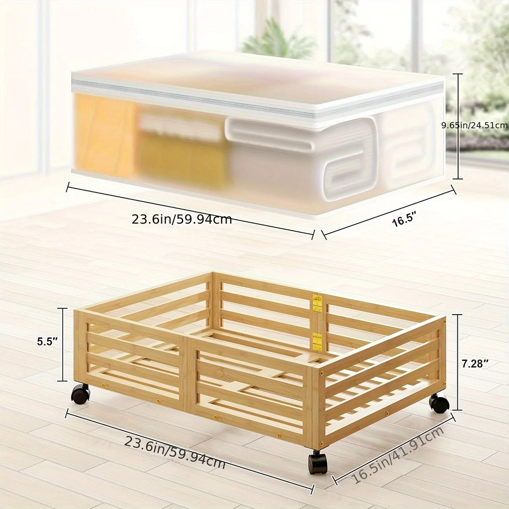 Bamboo Under-Bed Storage Bins with Wheels, 2-Pack O474436