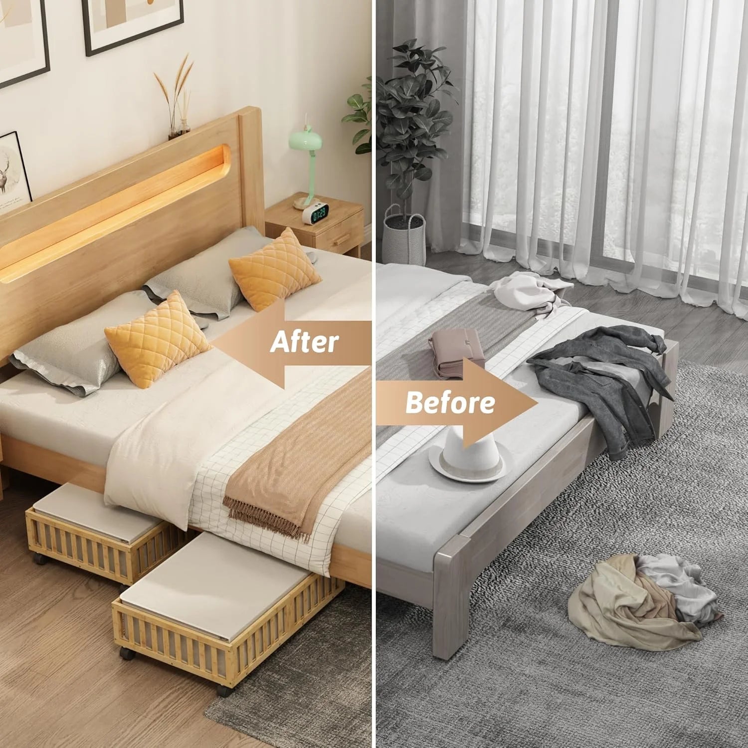 Under Bed Storage Containers with Wheels, 2 Pack, White R6709