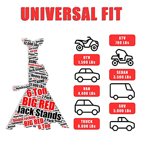 Steel Jack Stands 3 Ton Capacity Car Lifting Stand, 1 Pair H508