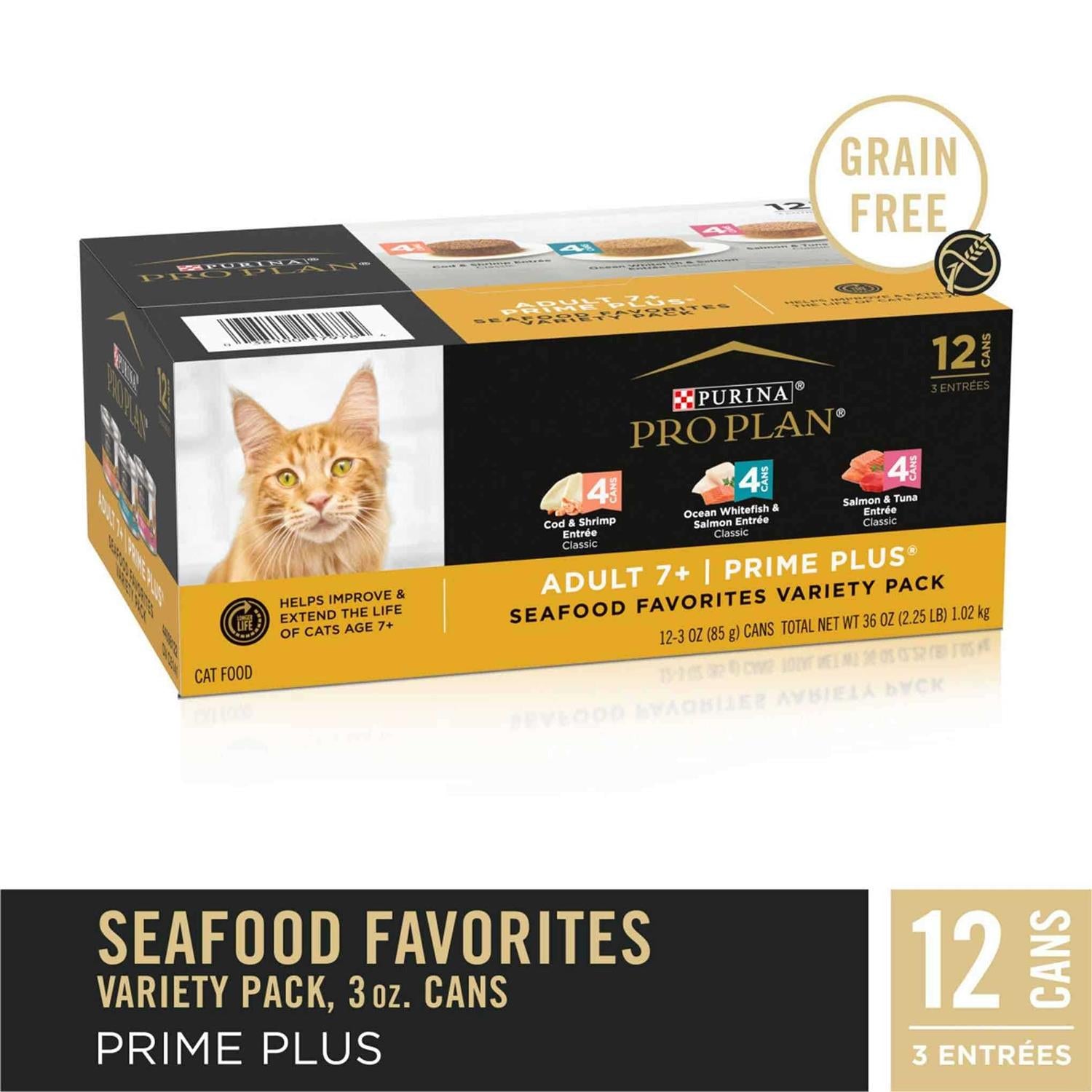 Grain-Free Senior Pate Seafood Wet Cat Food Variety Pack U383412