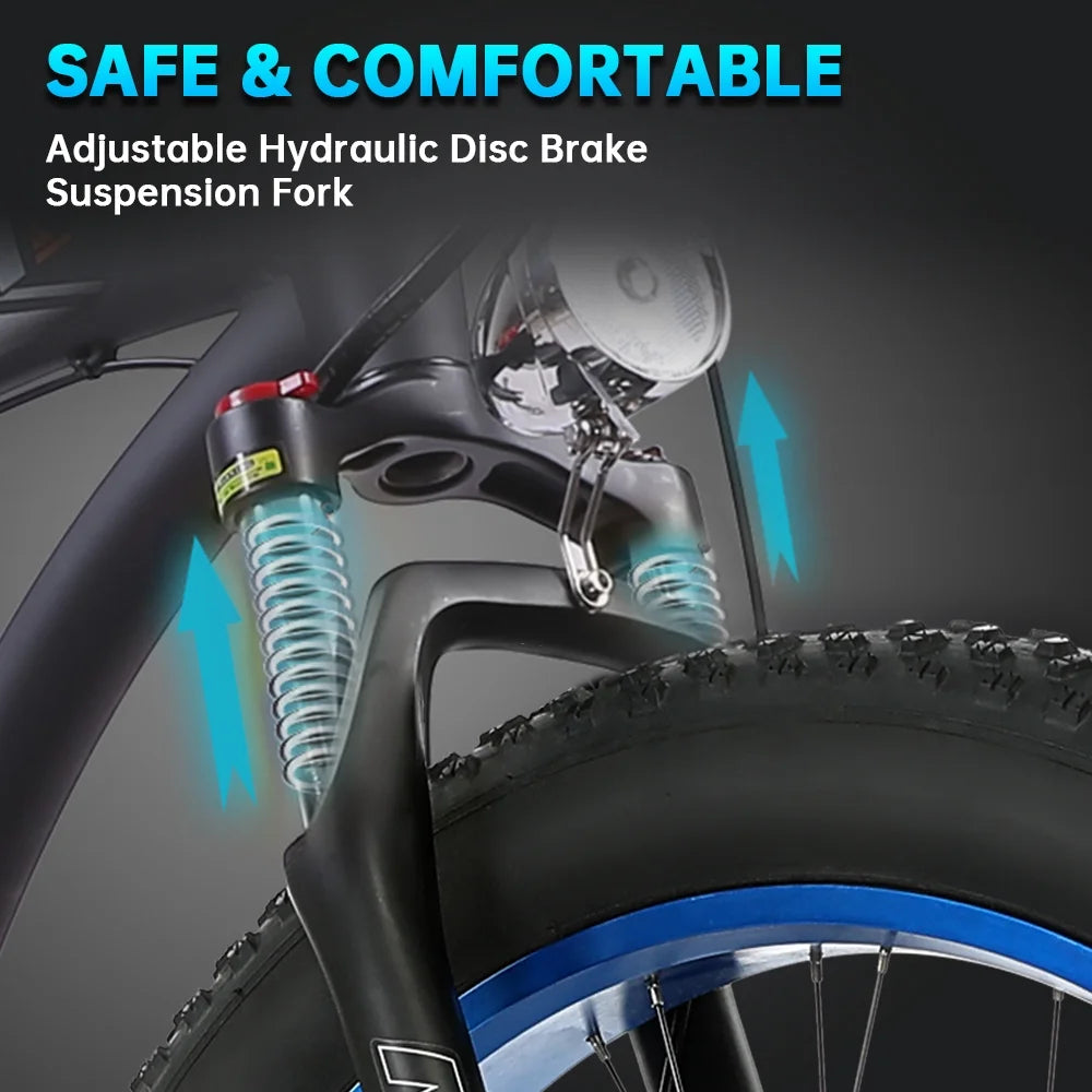 Electric Bike Fat Tire 26" Adults Aluminum Frame 750W Motor 48V 12.5AH S993