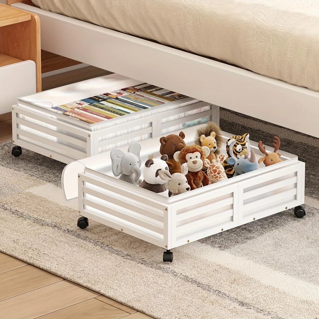 Bamboo Under-Bed Storage Bins with Wheels, 2-Pack O474436