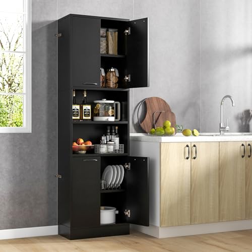 Bathroom Storage Cabinet with 4 Doors and 2 Open Shelves Q999