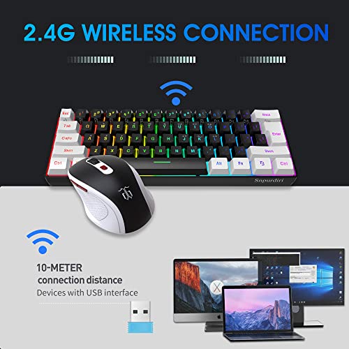 Wireless Gaming Keyboard and Mouse Combo, 2.4G Mini Mechanical Feel, Ergonomic Vertical Mouse M6643