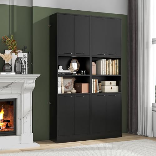 Bathroom Storage Cabinet with 4 Doors and 2 Open Shelves Q999