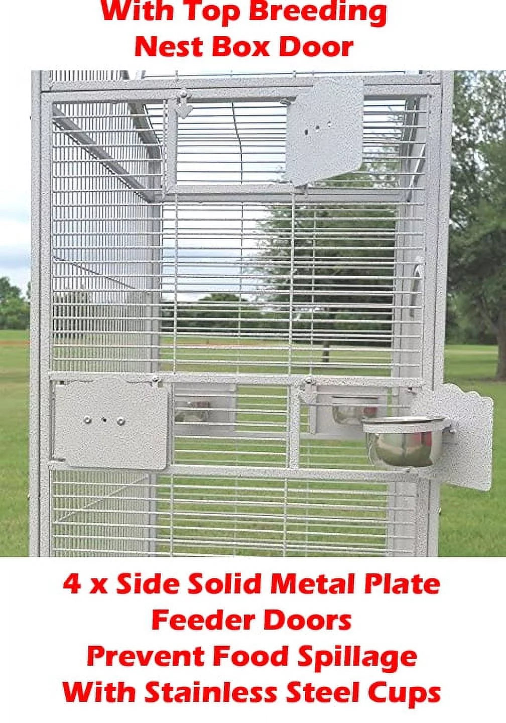 Extra Large Wrought Iron Open Play Top Bird Cage Stand with Rolling Stand J433
