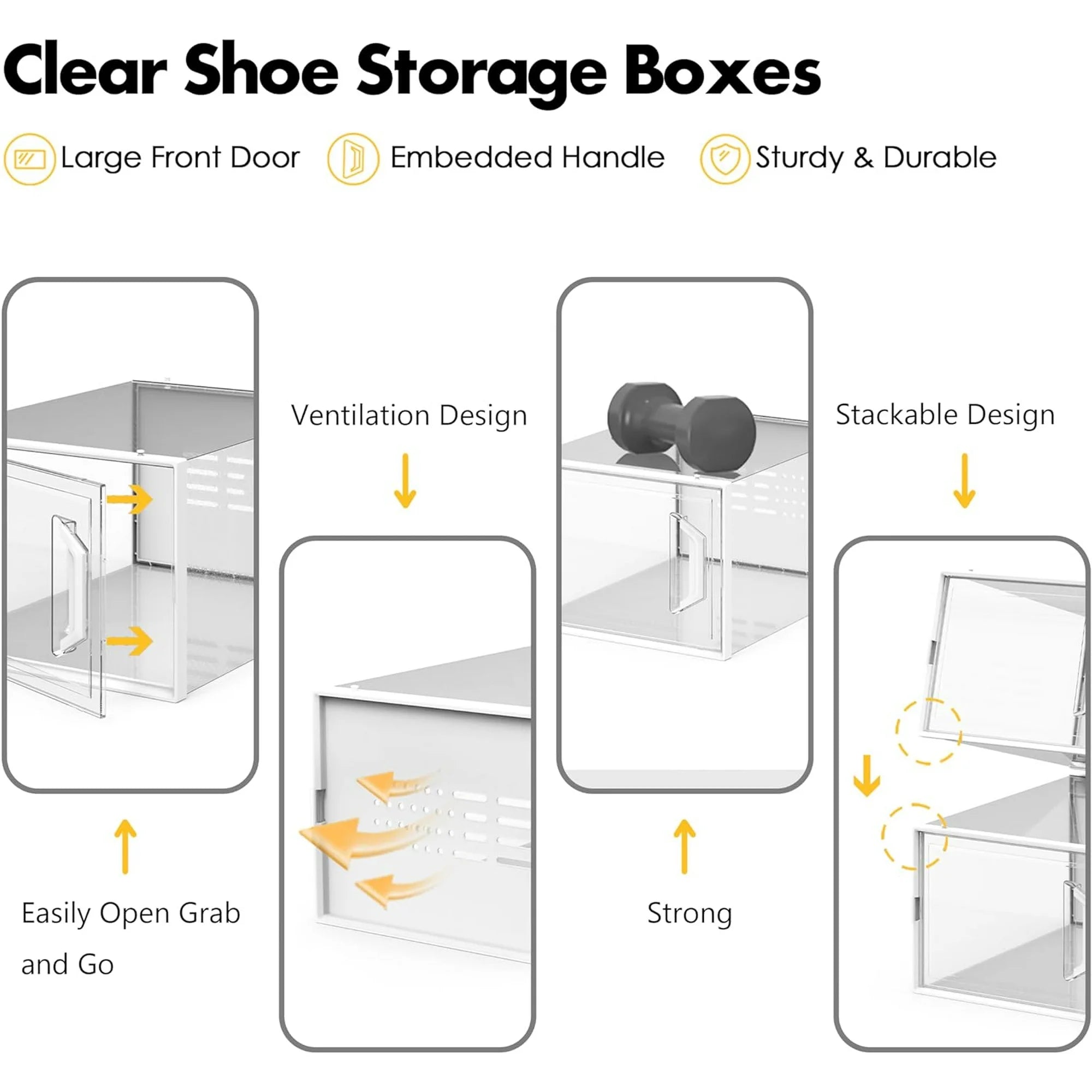 Shoe Storage Box 12 Pack Stackable Breathable S91906