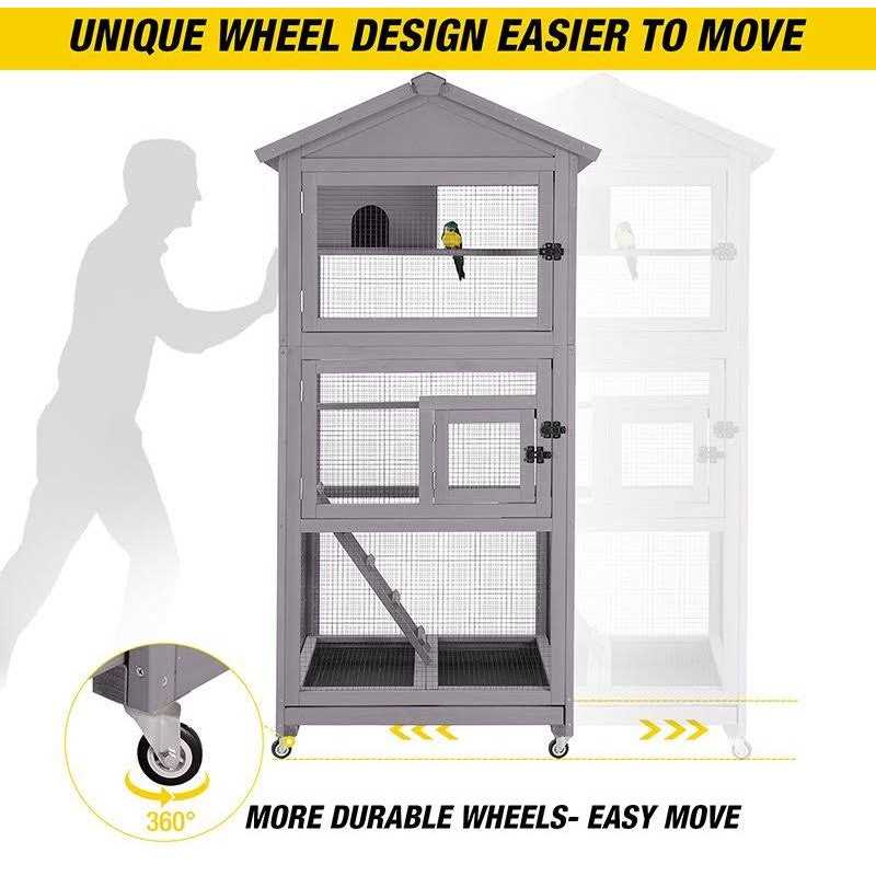 Wooden Large Bird Cage on Wheels W787