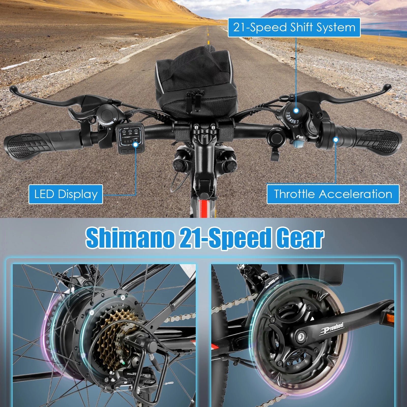 Folding Electric Mountain Bike for Adults, 48V 7.8Ah, 21 Speed Q480915