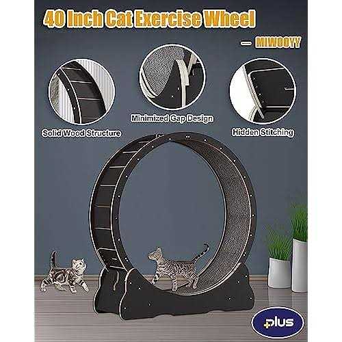 Cat Exercise Wheel 40 inch Solid Wood for Indoor Cats Q114904