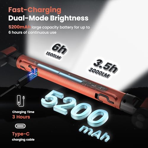 LED Magnetic Work Light 3000LM Rechargeable Cordless with Hooks Y81782
