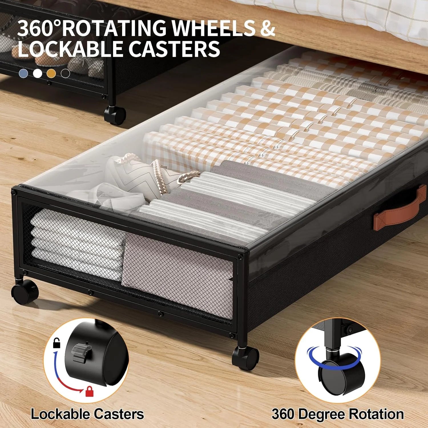 Under Bed Storage Containers with Wheels, Large 54L, 2 Pack I15764