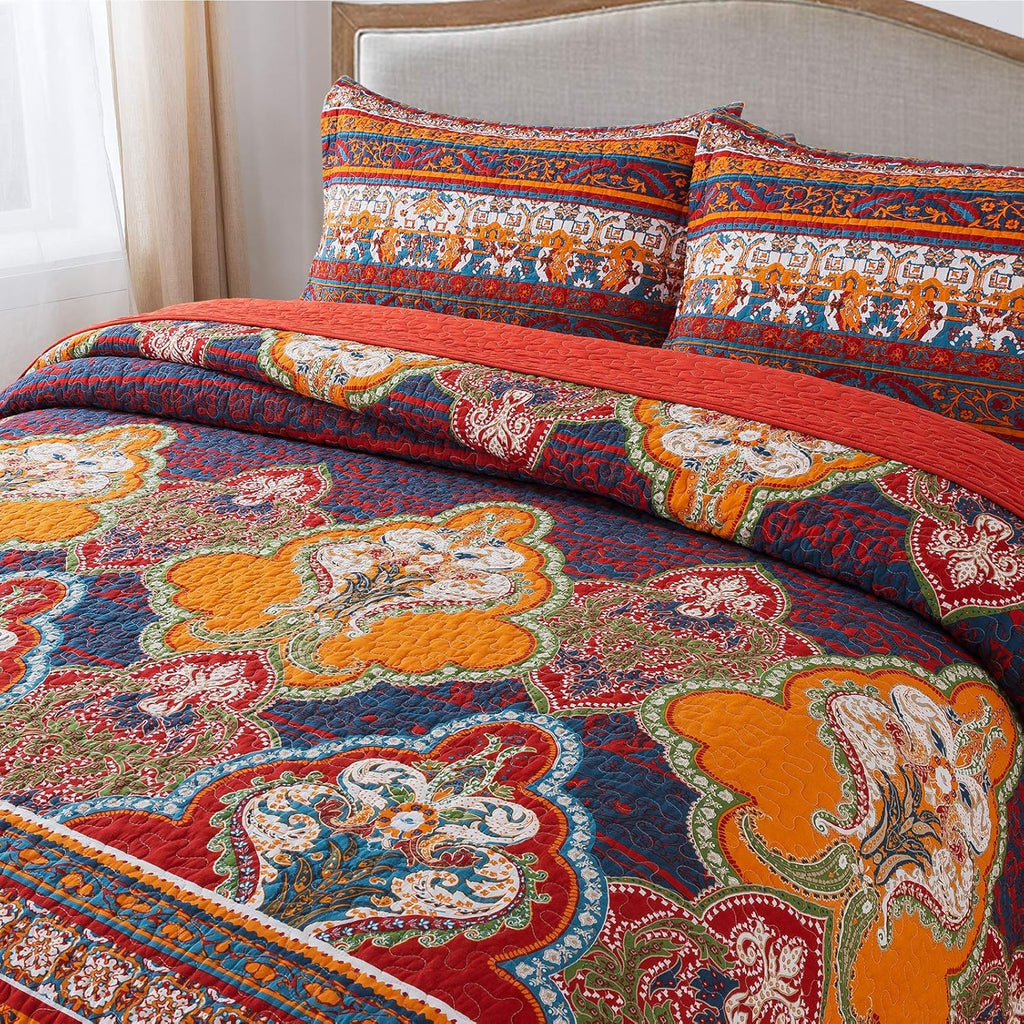 Reversible Cotton Patchwork Bedspread Set J628