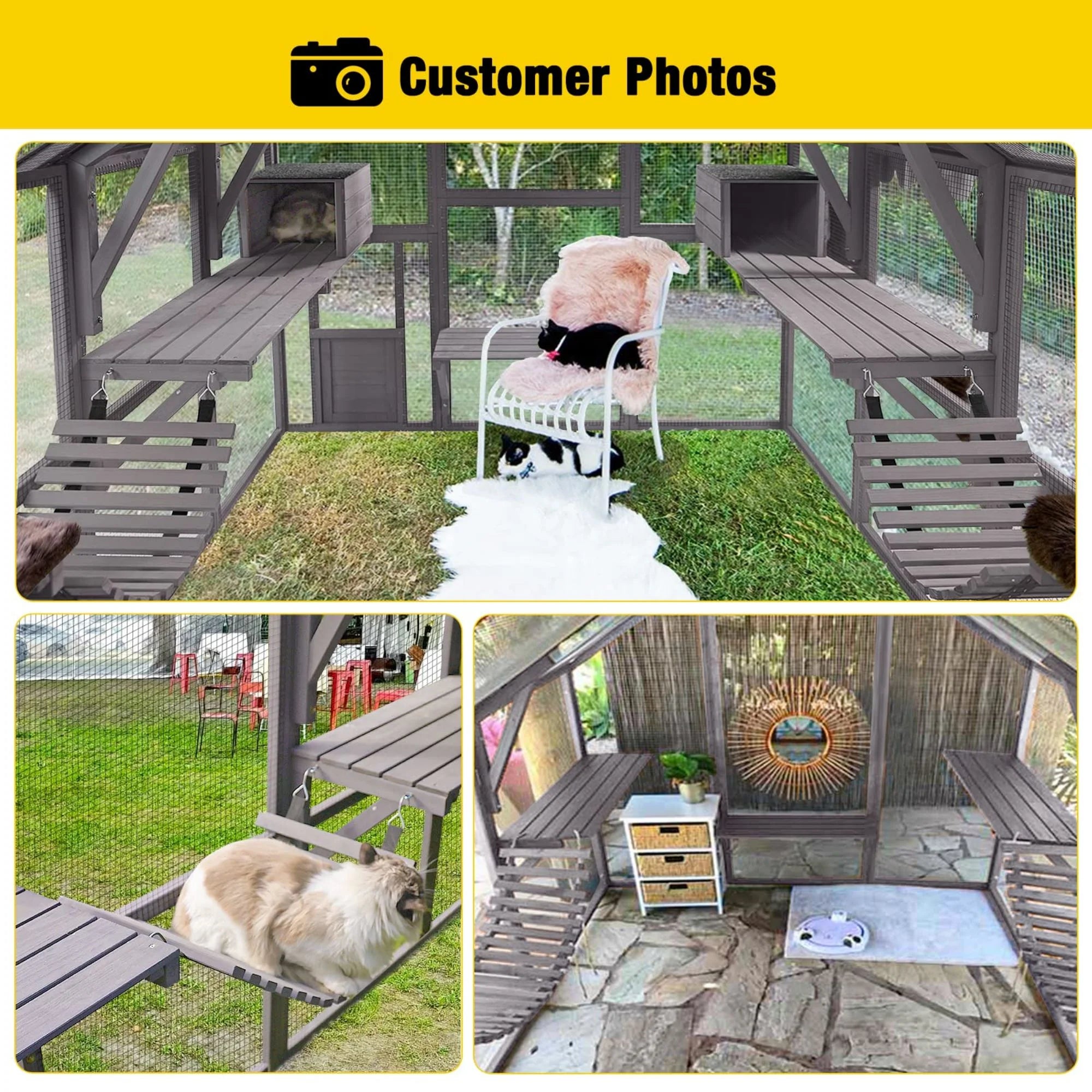 Outdoor Walk-in Catio Enclosure with Bridges and Platforms Y970