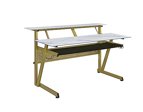 Tempered Glass Music Studio Workstation with 2 x 4U Rack B2706