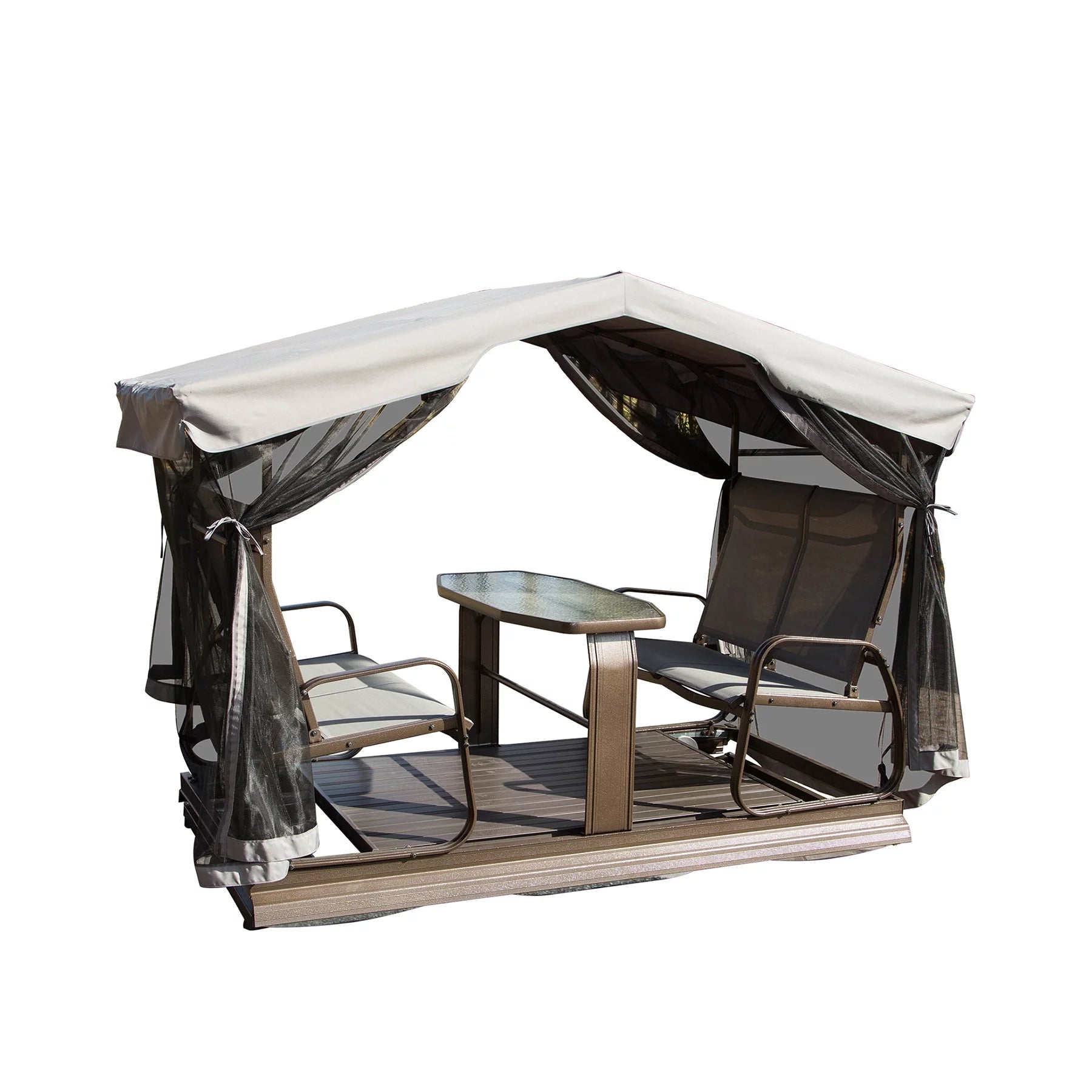Outdoor Glider Bench with Canopy, 4-Seat Patio Swing Chair W444912