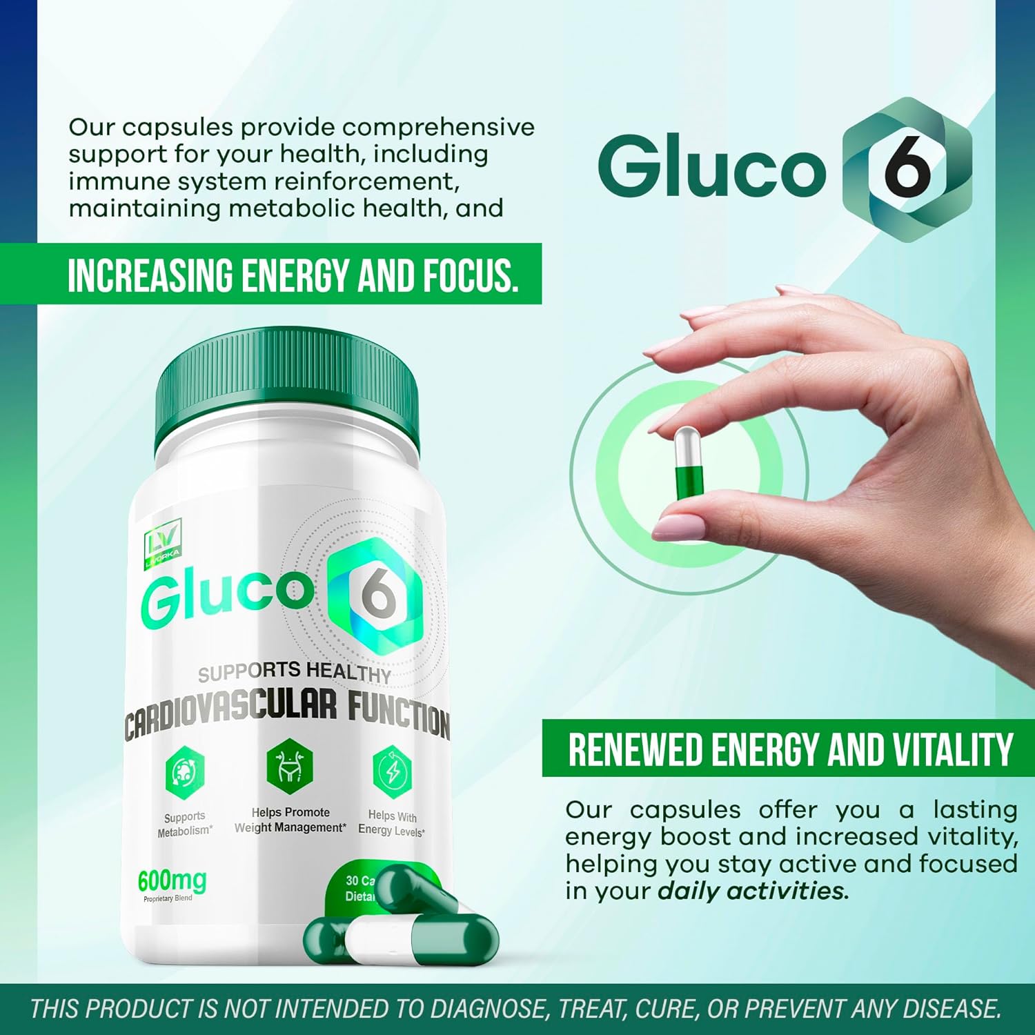Gluco 6 Blood Support Capsules, 90 Count W89589