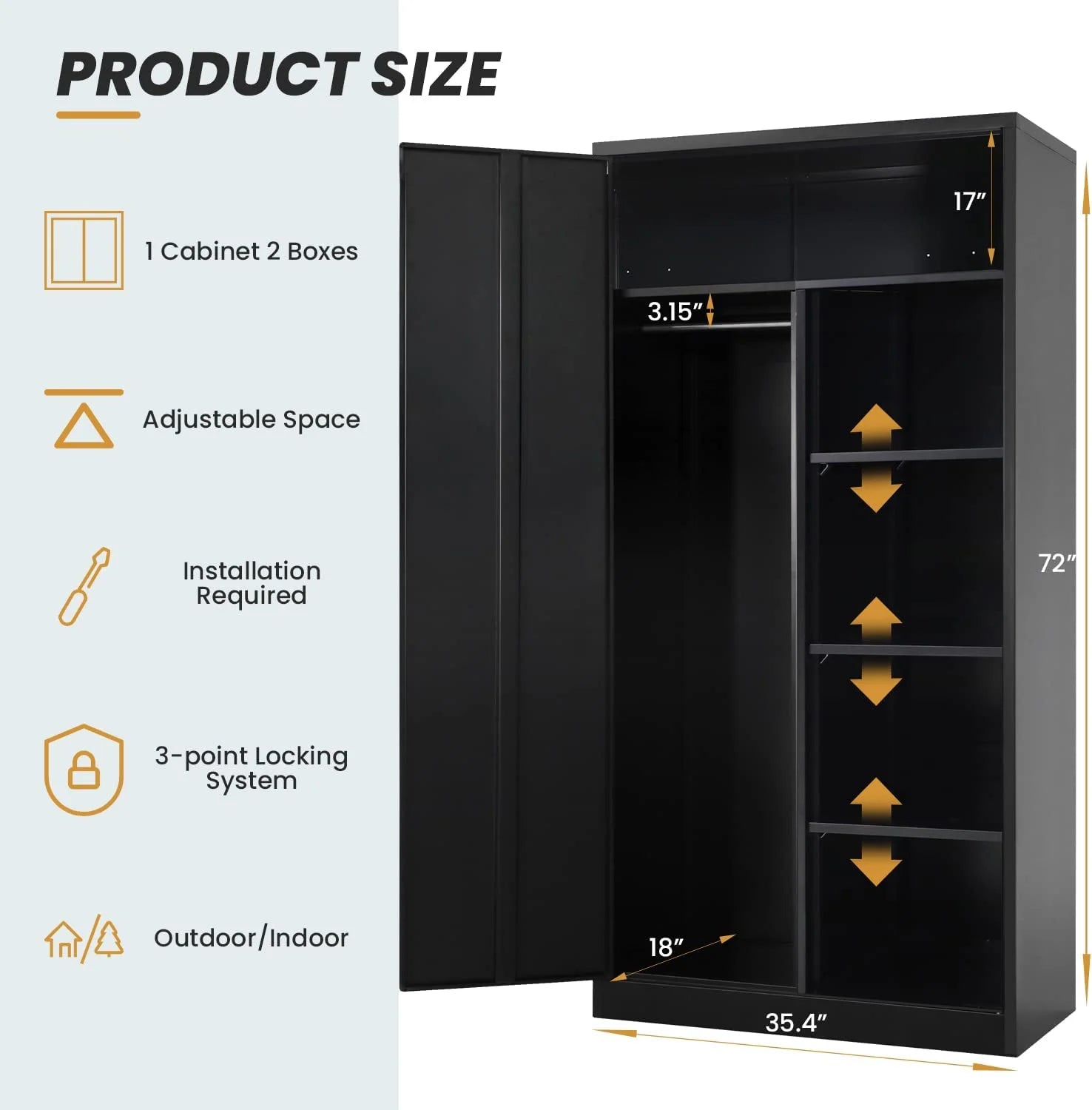 Metal Cabinet Wardrobe with Locking Door and Shelves V448