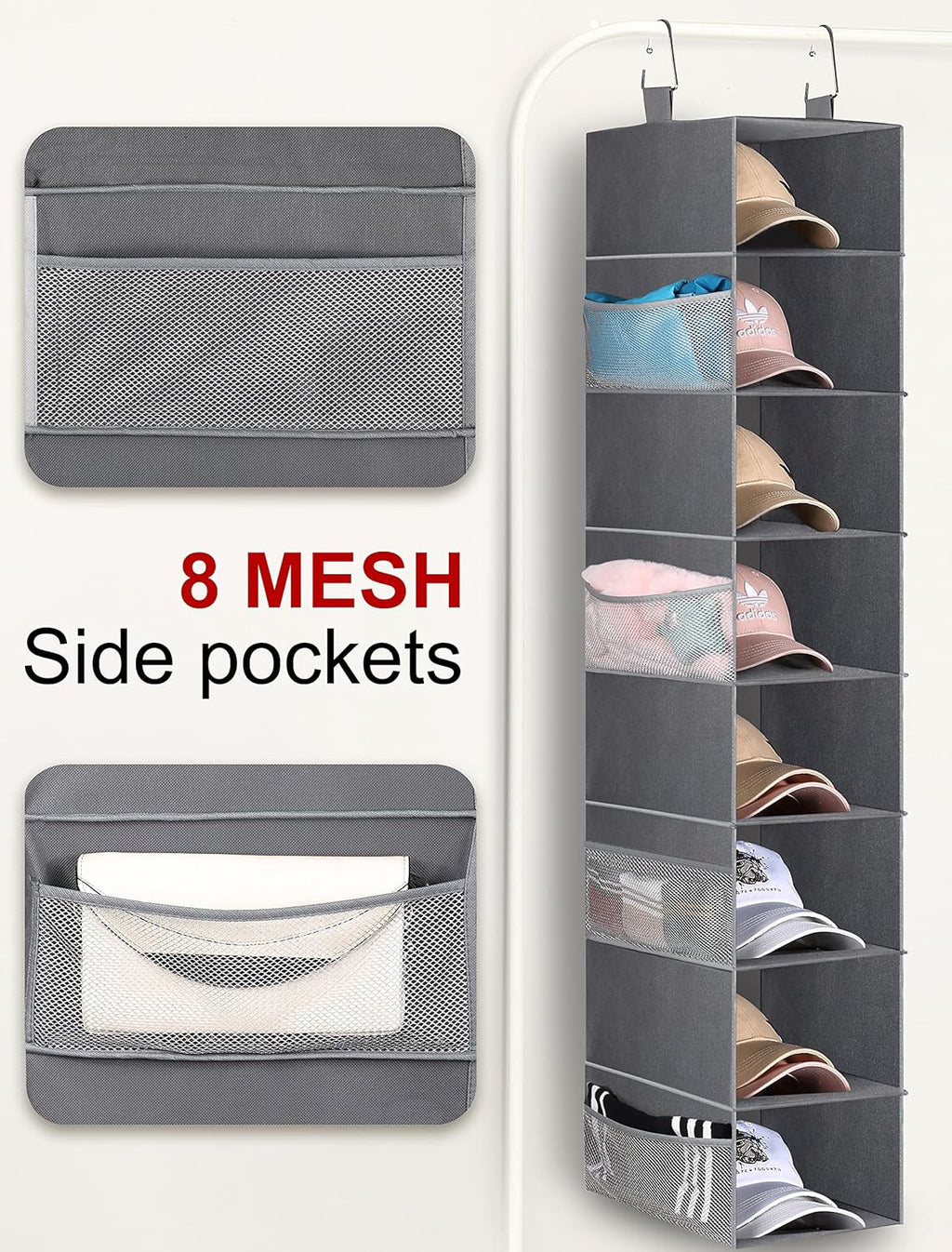 3-Tier Long Shoe Rack for Closet with 8-Shelf Hanging Organizer C3956