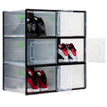 BLACK LARGE 6 pack - 14.6 Inches Long for BIG Shoes & Sneakers, Shoe Storage Organizer, Shoe Storage Boxes, Shoe Box Clear Plastic Stackable, Shoe Containers, Shoe Organizer for Closet